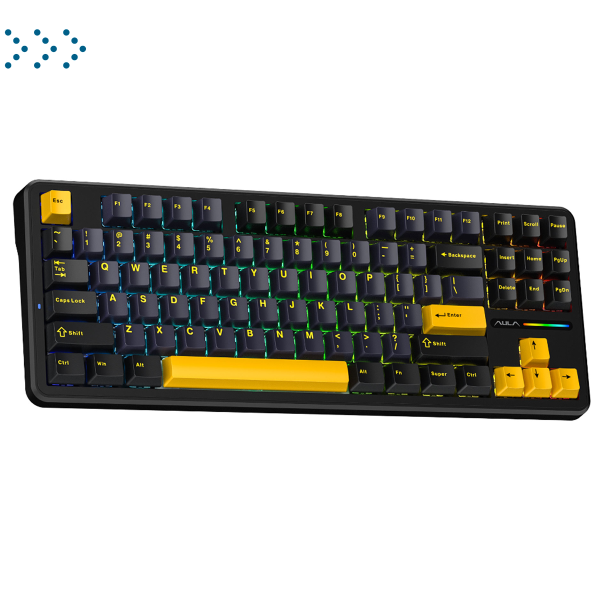 Клавиатуры AULA F87 3in1 (BT, 2.4 GHz, Wired) Black-Dark Blue-Orange